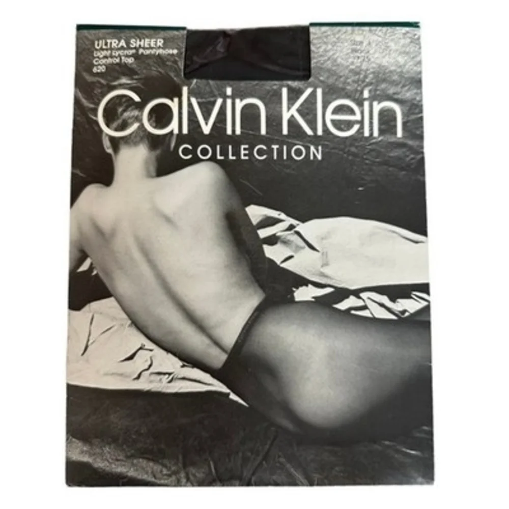 Calvin Klein Collection Ultra Sheer Lycra Pantyhose Black Size A Vintage NIB